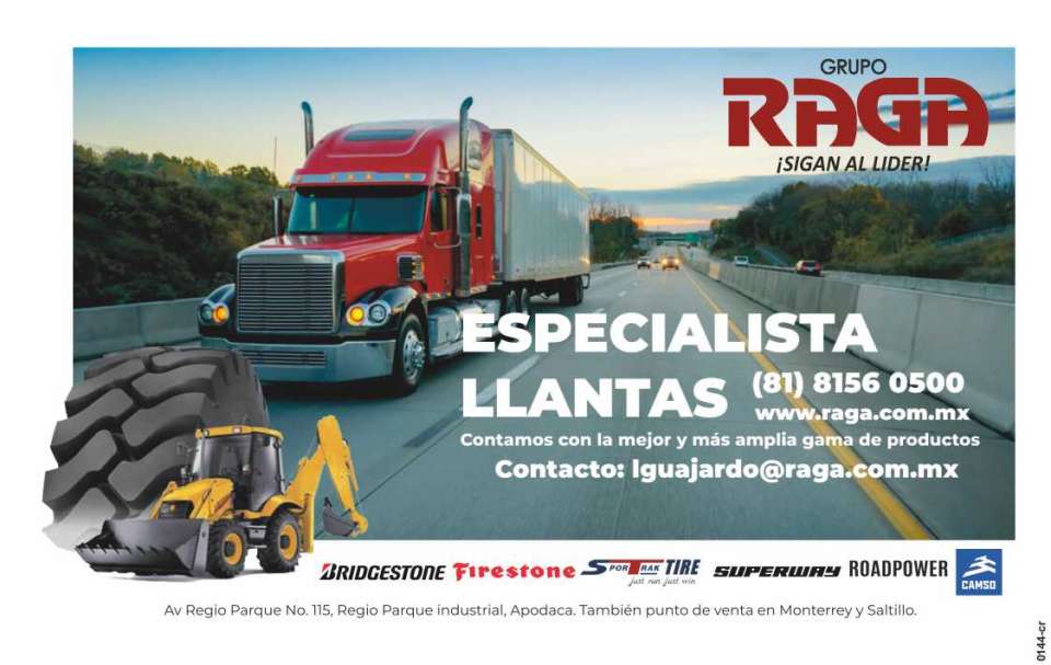 Especialistas en llantas agricolas, industriales, muevetierra, para mineria y tractocamiones. Bridgestone, Titan, Firestone, Goodyear, Camoplast-Solideal, Rodaco. Grupo Raga 