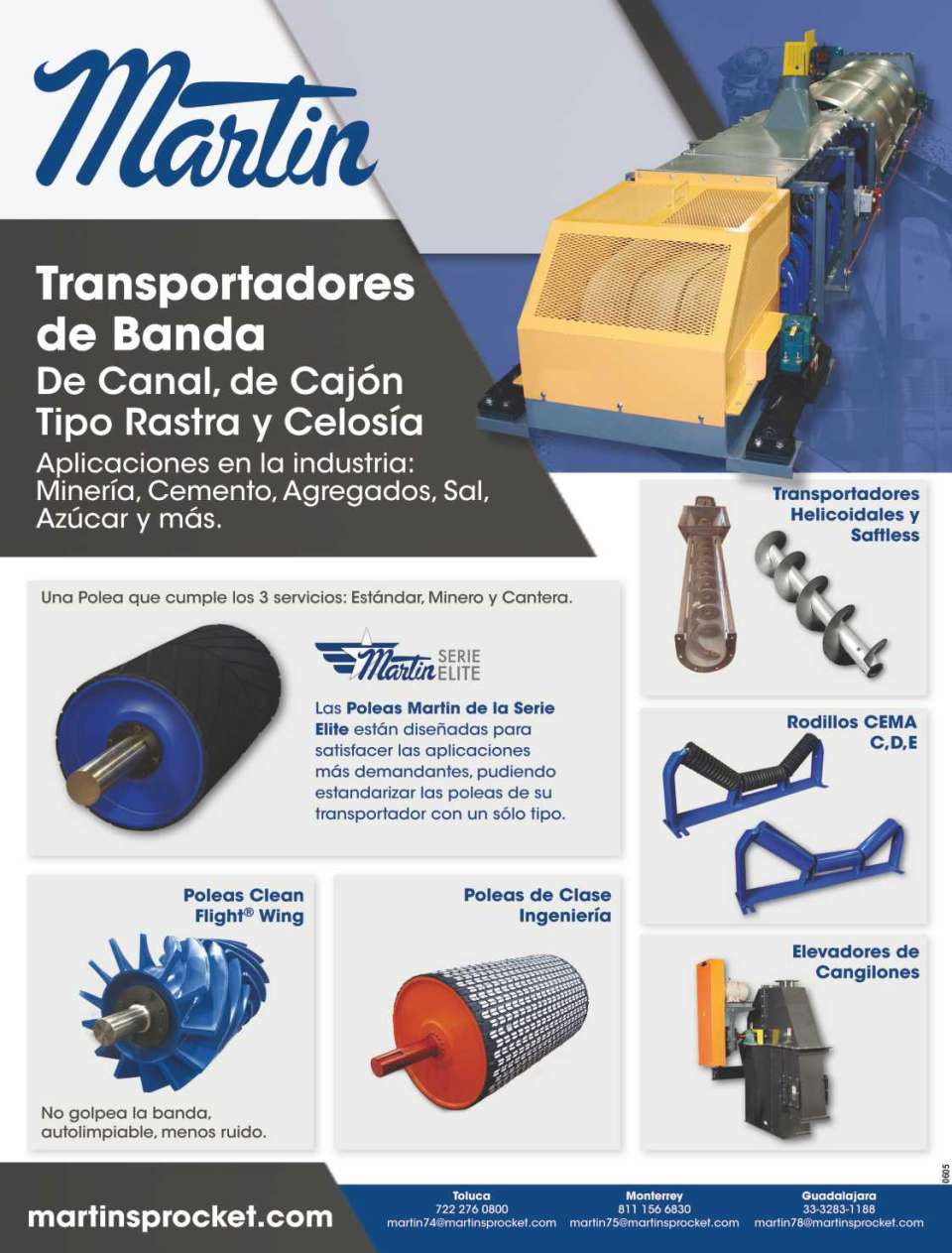 Su proveedor confiable para la industria minera Martin Sprocket. Nueva linea de transportadores de banda, poleas, rodillos, elevadores, coples y mucho mas.