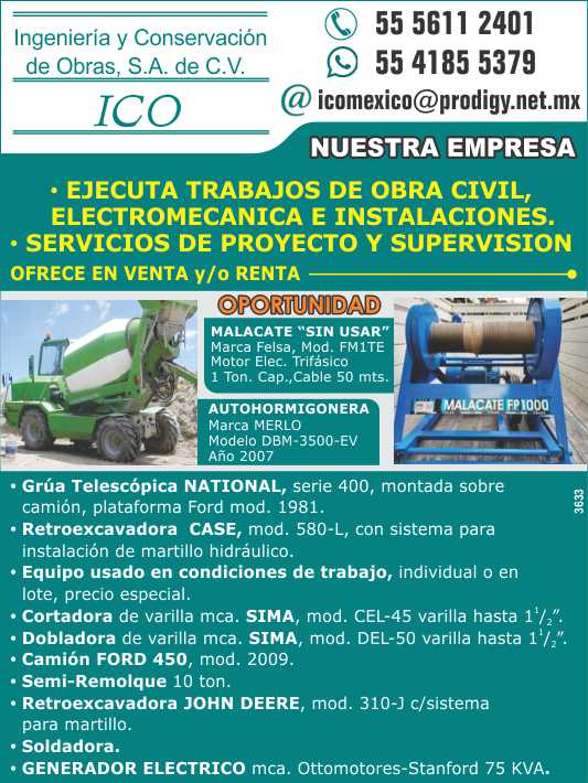 Ejecuta trabajos de obra civil, electromecanica e instalaciones, servicios de proyecto y supervision