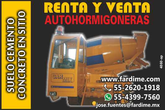 Renta, Venta, Autohormigoneras, Suelo Cemento, Concreto en Sitio, Carmix