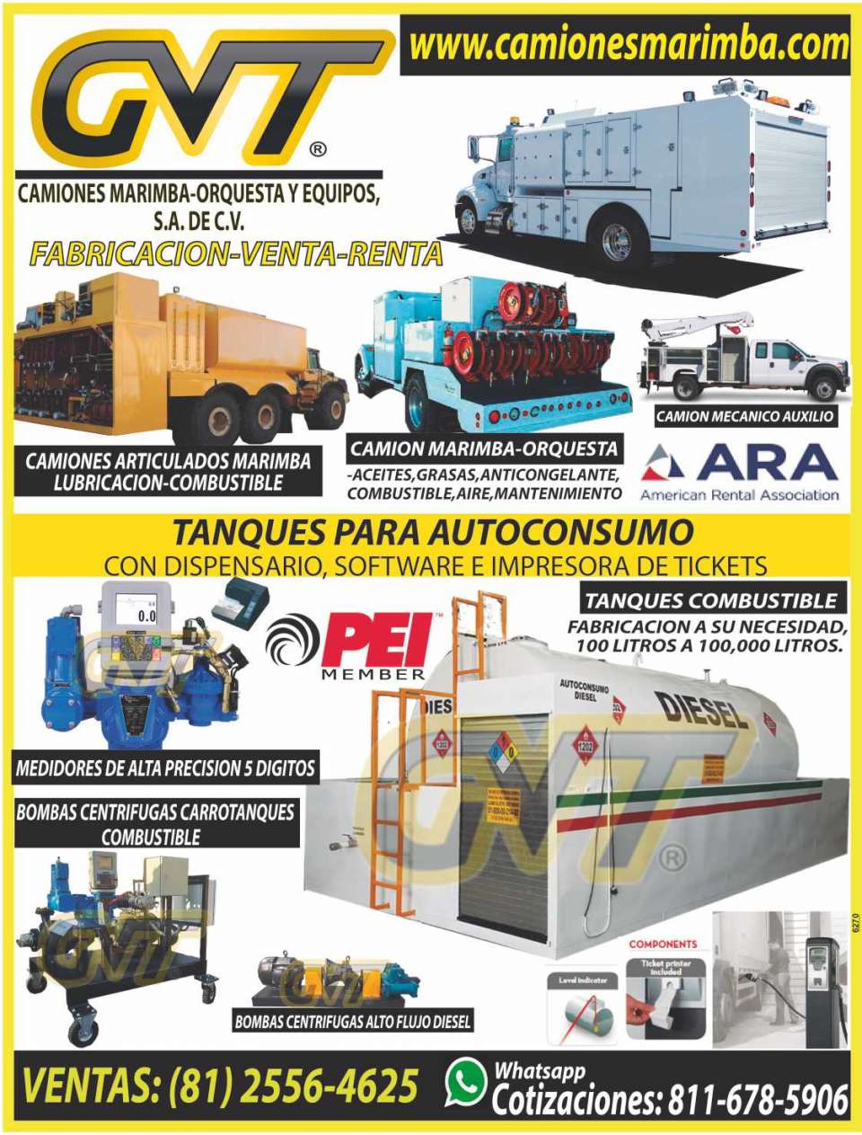 Camiones Marimba, Camiones Orquesta, Equipos para la Lubricacion (Aceites, Grasas, Anticongelante, Def, Urea, Adblue), Equipos para Combustibles (Gasolina, Diesel, Biodiesel, Turbosina, Refinados)