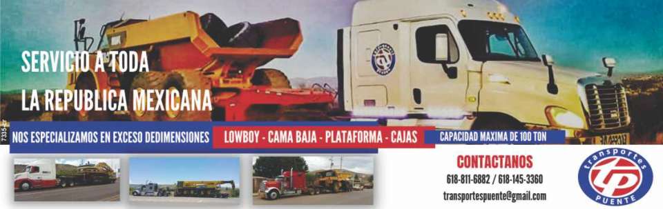 Transportes especializados, lowboy, cama baja, plataformas, cajas. Nos especializamos en exceso de dimensiones