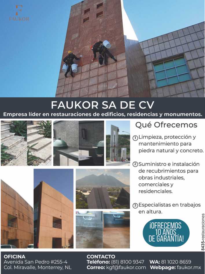 Empresa Lider en Restauracion de Edificios, Residencias y Monumentos. Suministro e Instalacion de Recubrimientos para Obras Industriales, Comerciales y Residenciales Trabajos en Altura.