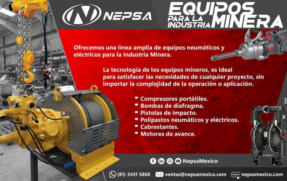 Equipos Neumaticos y Electricos para la Industria Minera. Compresores, Bombas de Diafragma, Pistolas de Impacto, Polipastos, Cabrestantes, Motores de Avance.