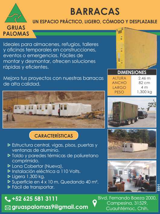 Ideales para almacenes, refugios, talleres y oficinas temporales en construcciones, eventos o emergencias. Faciles de montar y desmontar, ofrecen soluciones rapidas y eficientes